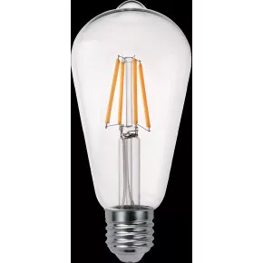LED žárovka - vlákno E27, 10W, ST64, teplá bílá