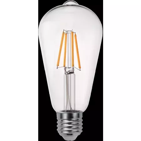 LED žárovka - vlákno E27, 10W, ST64, teplá bílá